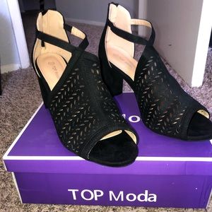 Black open toed heels